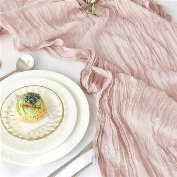 Dusty Pink Cheesecloth Table Runner 10ft Boho Wedding Baby Shower Party Decor - Picture 2 of 7